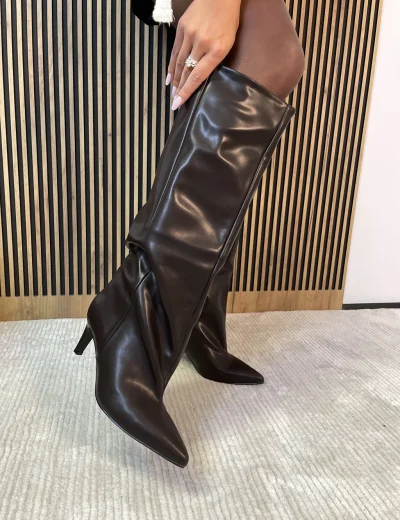 Buty kozaki z szeroką cholewką czekoladowe
