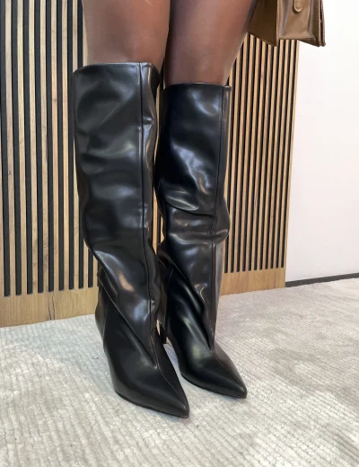 Buty kozaki z szeroką cholewką czarne