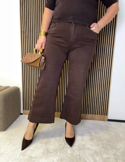 Spodnie damskie jeansowe PLUS SIZE REDSEVENTY czekolada, szwedy