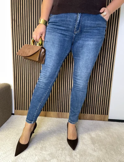 Jeansy spodnie skinny fit PLUS SIZE, klasyczne bez dziur, niebieskie UiUj