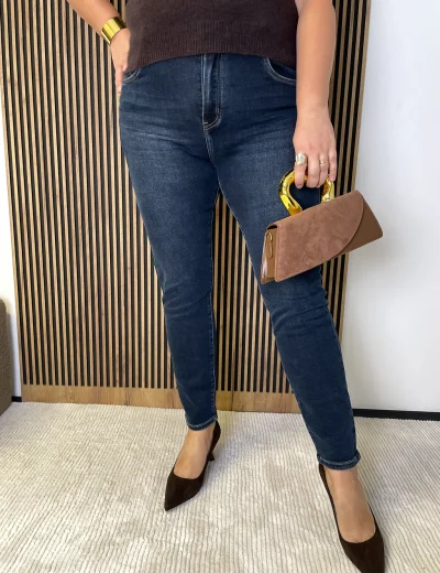 Spodnie damskie PLUS SIZE niebieskie skinny zwężane