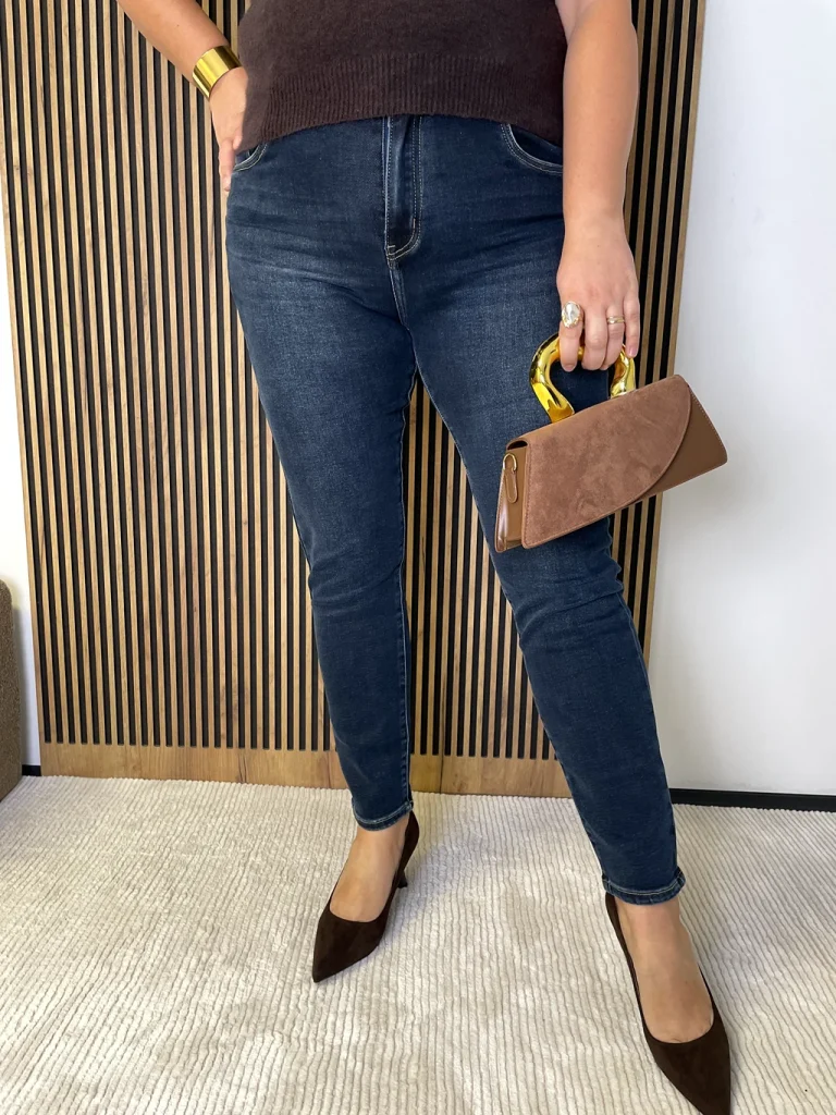 Spodnie damskie PLUS SIZE niebieskie skinny zwężane