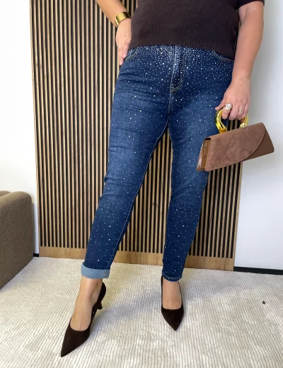 Spodnie damskie jeansowe bling bling PLUS SIZE MISS RJ niebieskie