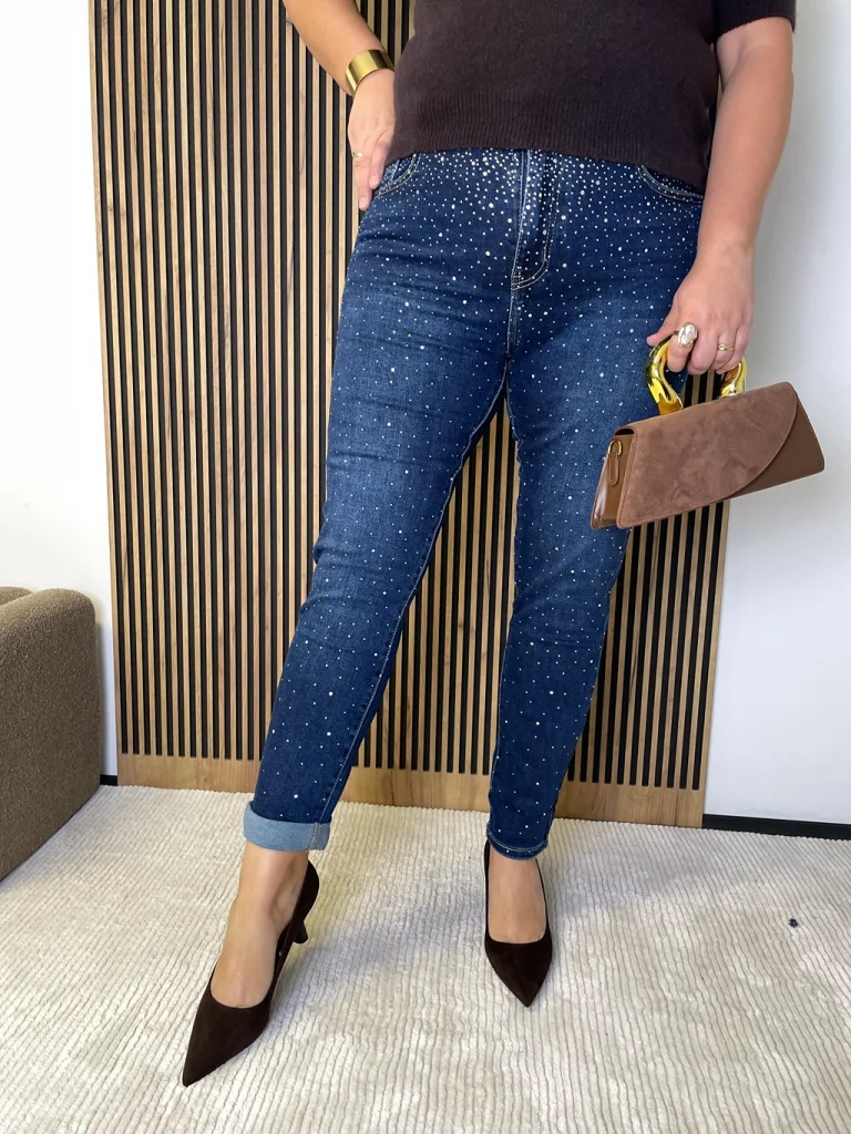 Spodnie damskie jeansowe bling bling PLUS SIZE MISS RJ niebieskie