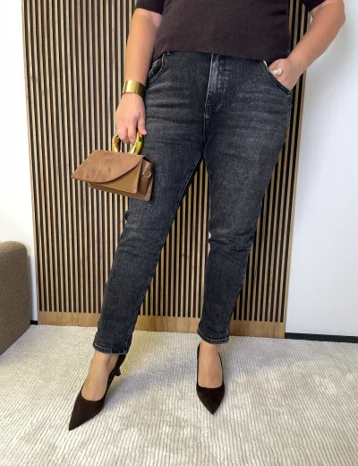 Spodnie damskie PLUS SIZE mom fit MSARA ciemne szare