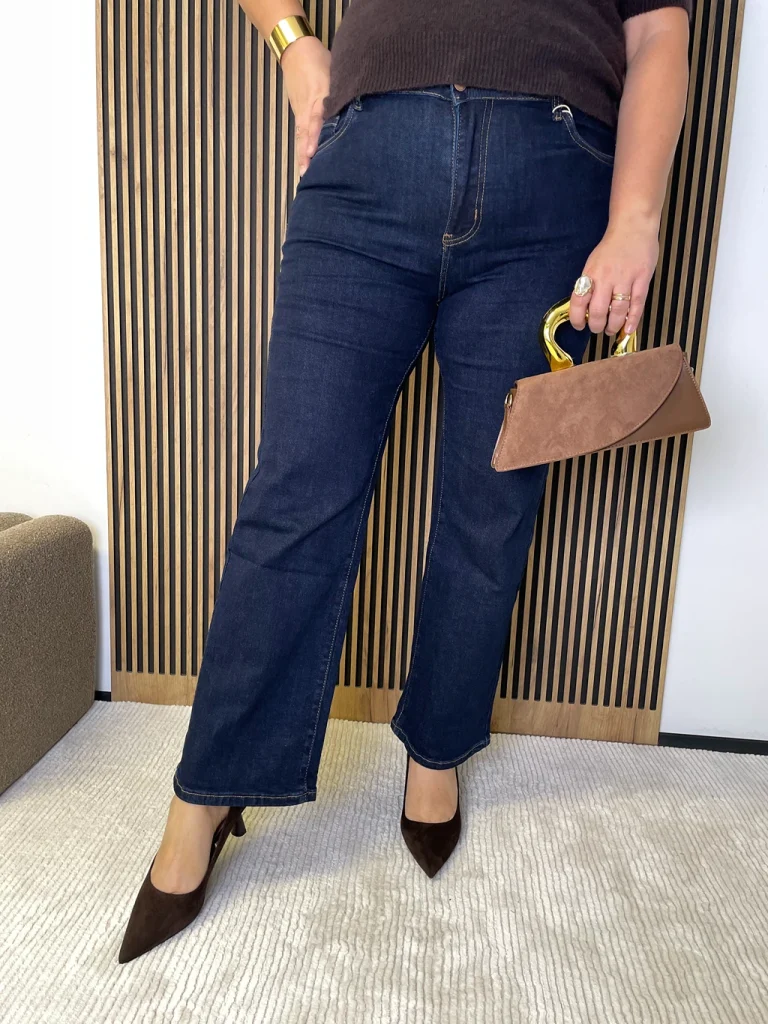Spodnie damskie jeansowe PLUS SIZE REDSEVENTY niebieskie ciemne, szwedy
