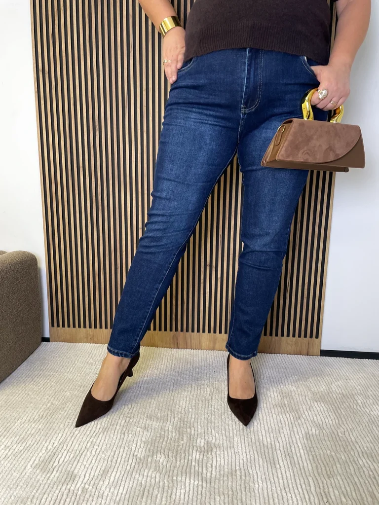 Spodnie damskie PLUS SIZE niebieskie skinny zwężane